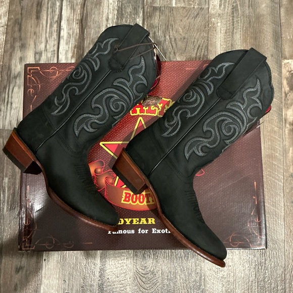 NWT Los Altos Black Leather Western Boots Size 6 - Picture 6 of 16